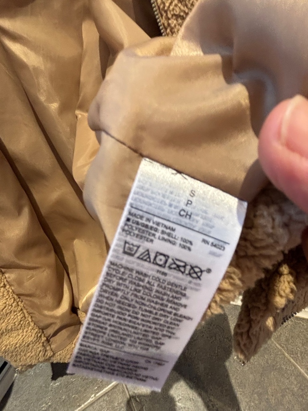 GAP Women's Small Camel Tan Sherpa Fleece Long Zip-Up Jacket Coat - Picture 7 of 7